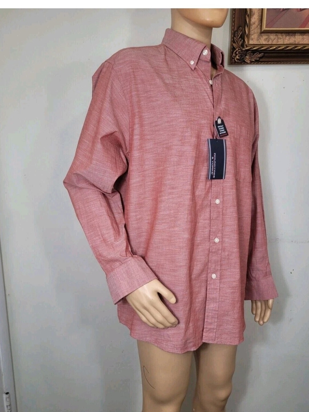 Roundtree & Yorke Men's Shirt Size L Button Up Long Sleeve Red NWT 13